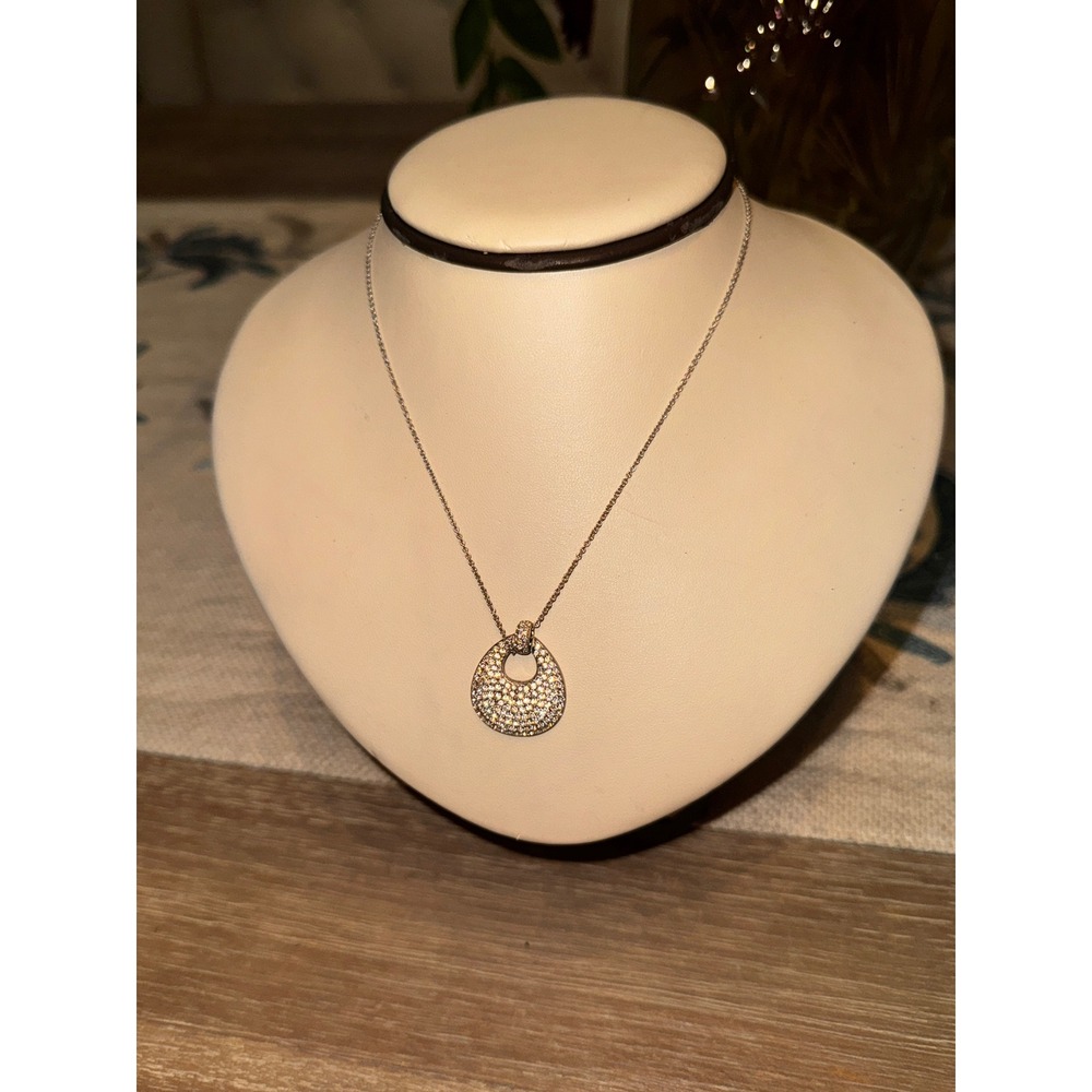 Elegant Teardrop Pendant Necklace with‎ Sparkling Crystals, Delicate Chain
